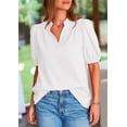 thumbnail image 3 of Blusa PRETTYGARDEN Mujer Cuello en V Manga Corta Abullonada Blanca, 3 of 8