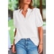 thumbnail image 3 of Blusa PRETTYGARDEN Mujer Cuello en V Manga Corta Abullonada Blanca, 3 of 8