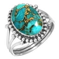 thumbnail image 1 of 925 Silver Ring For Women - Girls Copper Blue Turquoise Stone Silver Ring Size 13 December Birthstone Boho Silver Ring Size 13 Gift For Women On Easter 925 Silver Jewelry With Gemstone, 1 of 6