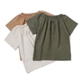 thumbnail image 5 of Toddler Girls Short Sleeve Shirts Pleated Neck Cotton Linen T-Shirts Baby Girl Summer Tee Tops Size 1‐6T Casual Loose Tees, 5 of 5