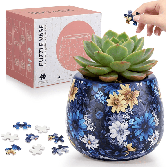Feuymoent 3D Puzzle Planter, ABS 3D Puzzles for Adults- Interlocking Design-Indoor Planter Vase