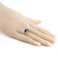 thumbnail image 3 of Gem Stone King 925 Sterling Silver Blue Created Sapphire and Simulated Emerald 3-Stone Ring for Women (2.16 Cttw, Size 8), 3 of 3
