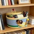 thumbnail image 4 of RKSTN Cute Cartoon Storage Basket, Cotton Rope With Lid, Hand-Woven Basket, Souvenirs, Snacks, Toy Storage Box, Light Blue, 4 of 6