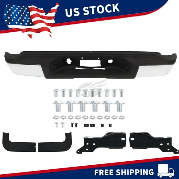 Chrome Rear Steel Step Bumper For 2011-2014 Chevy Silverado Sierra 2500 3500 HD