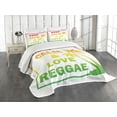 thumbnail image 3 of Ambesonne Rasta Quilted Bedspread Set 3 Pcs, Keep Calm Words Reggae, King Size, Pale Green Yellow, 3 of 5