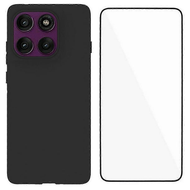 For Motorola Edge 60 Pro 5g Tpu Case Matte Back Cover With Tempered Glass (big Hole Lens)