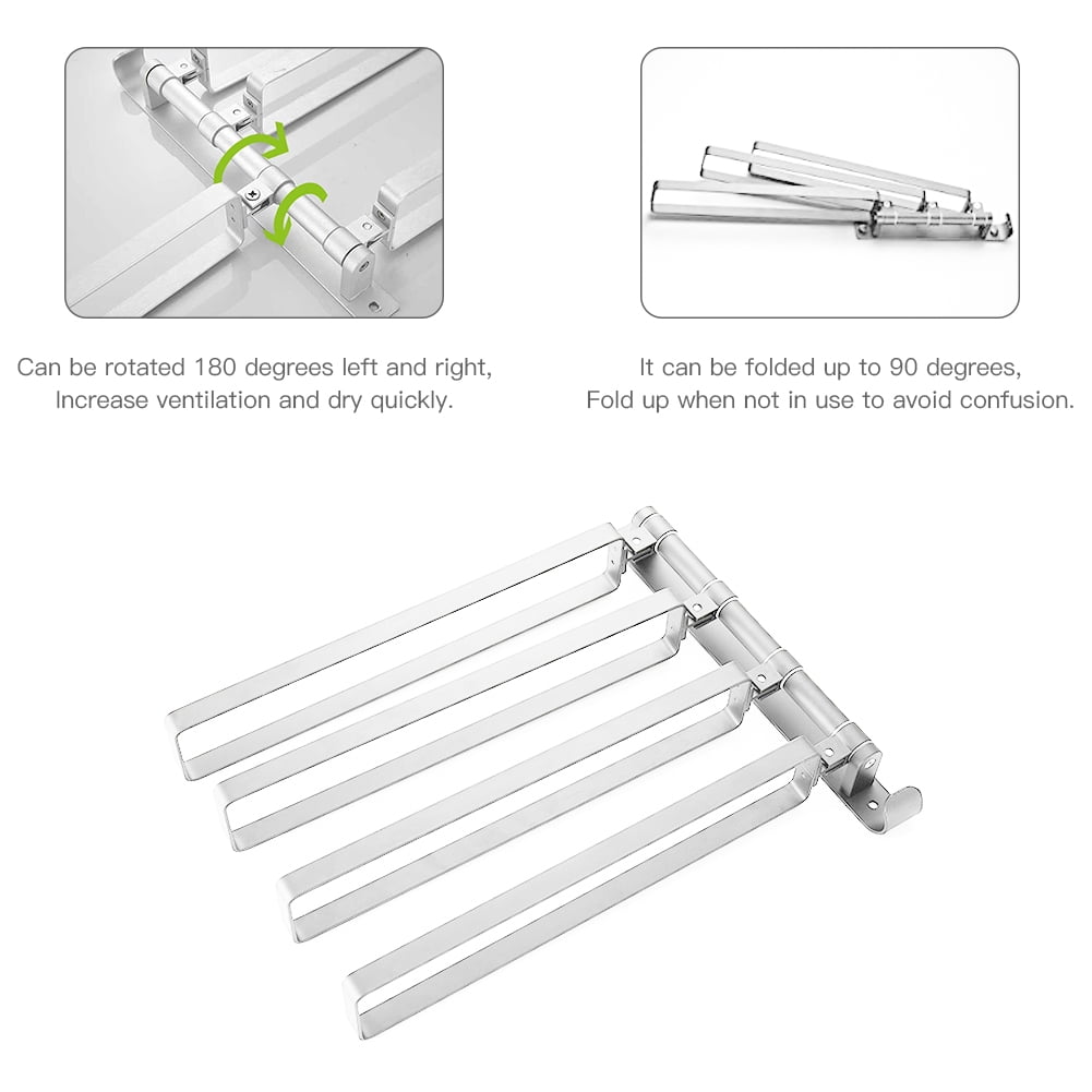 Kepooman Bath Accessories Thicken Stainless Steel Shower Towel Rack, Bathroom Towel Bar with 4 Swing Out Arms for Bathroom, Towel Holder Wall Mounted, Silver Kepooman Bath Accessories Thicken Stainless Steel Shower Towel Rack, Bathroom Towel Bar with 4 Swing Out Arms for Bathroom, Towel Holder Wall Mounted, Silver