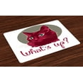 thumbnail image 1 of Ambesonne Saying Place Mats Set of 4, Love Words Cat Kitten, Standard Size, Red Grey White, 1 of 4