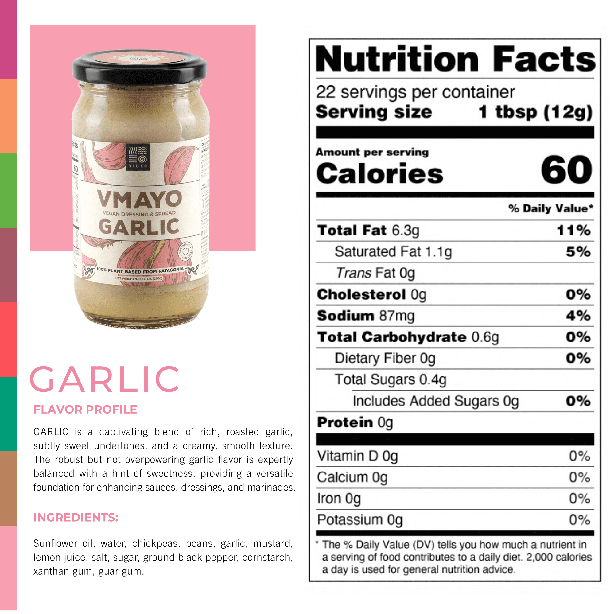 NIUKE Garlic Vegan Mayo – Smoky & Creamy Plant-Based Dressing – Dairy-Free, Gluten-Free, Non-GMO – Tangy Pickle & Vegetable Blend – Vegan Sandwich Spread – 9.52 oz Glass Jar - 6 Pack