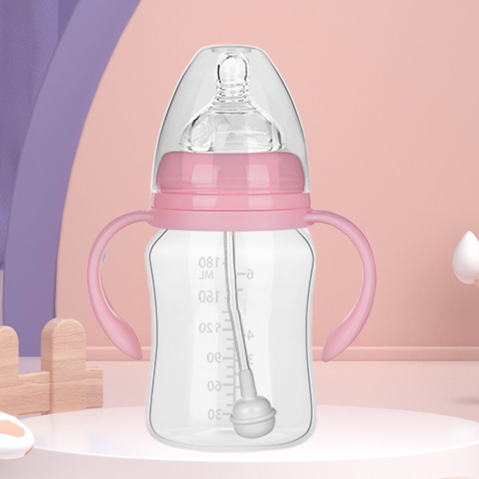 UDIYO 180/240/300ml Nipple Bottle PP 360 Degree Rotating Handle Newborn Bottle