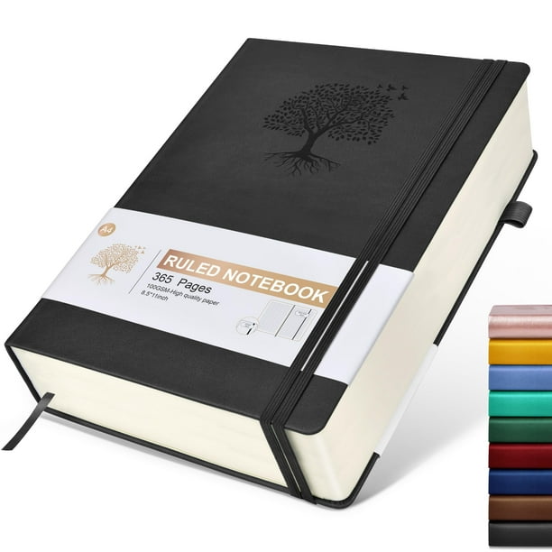Cuaderno cuaderno rayado Ansopu, 365 páginas, A4, tapa dura, piel