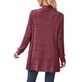 thumbnail image 2 of Noilla Ladies Cardigan Sweater Open Front Cardigans Long Sleeve Knitted Sweaters Women Loose Solid Color Wine Red M, 2 of 3