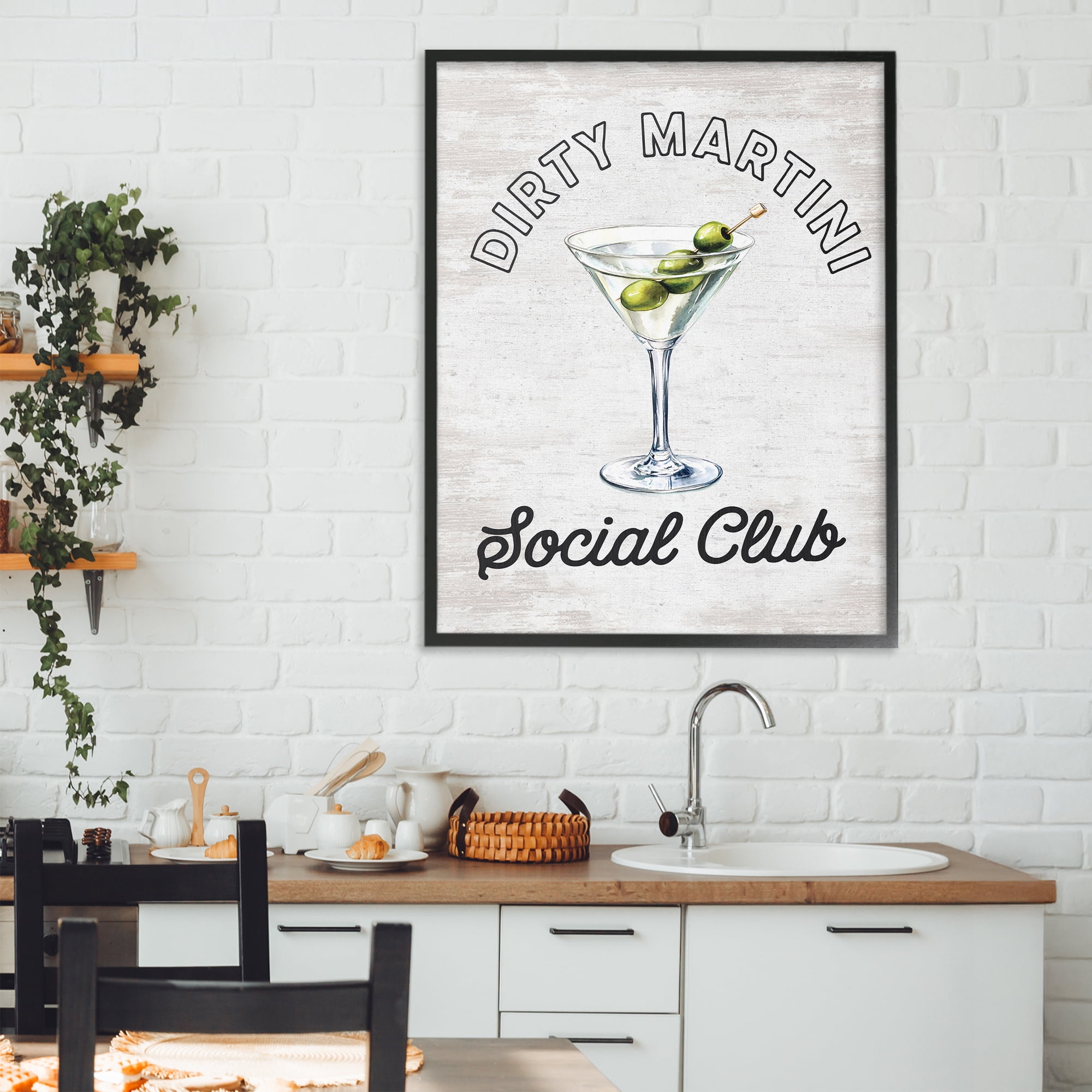 Stupell Industries Dirty Martini Social Club Black Framed Giclee Art, design by Lettered and Lined