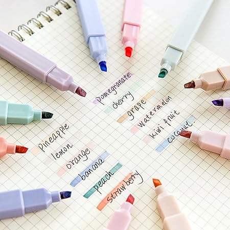 12Pcs Aesthetic Cute Highlighters Bible Pastel Highlighters and Pens no bleed Highlighters