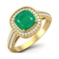 thumbnail image 2 of 1.5 Cts Cushion Emerald 925 Sterling Silver Gold Vermeil Solitaire Engagement Women Mother's Day Gift Ring, 2 of 3
