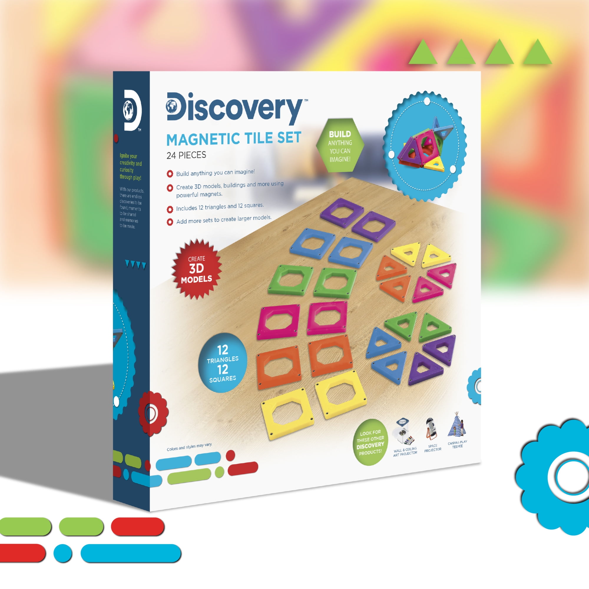 Discovery Kids Magnetic Tiles Building Blocks Set 24pcs : Target