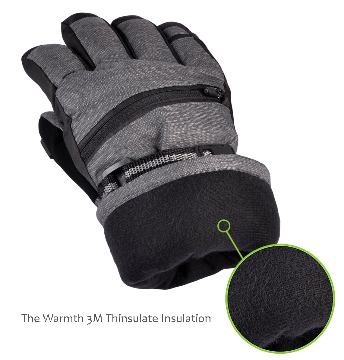 Solaris Ski Gloves, Winter Warm 3M Insulation Waterproof, Skiing, Snowboarding, Gifts, Men, Black
