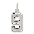 thumbnail image 6 of 925 Sterling Silver Small Diamond-cut #9 Charm Pendant, 6 of 7