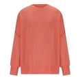 thumbnail image 5 of Red Sweatshirt for Women's Round Neck Batwing Sleeve Oversized Side Slit Ribbed Pullover Sweater Top Women Fall Clothes, 5 of 5