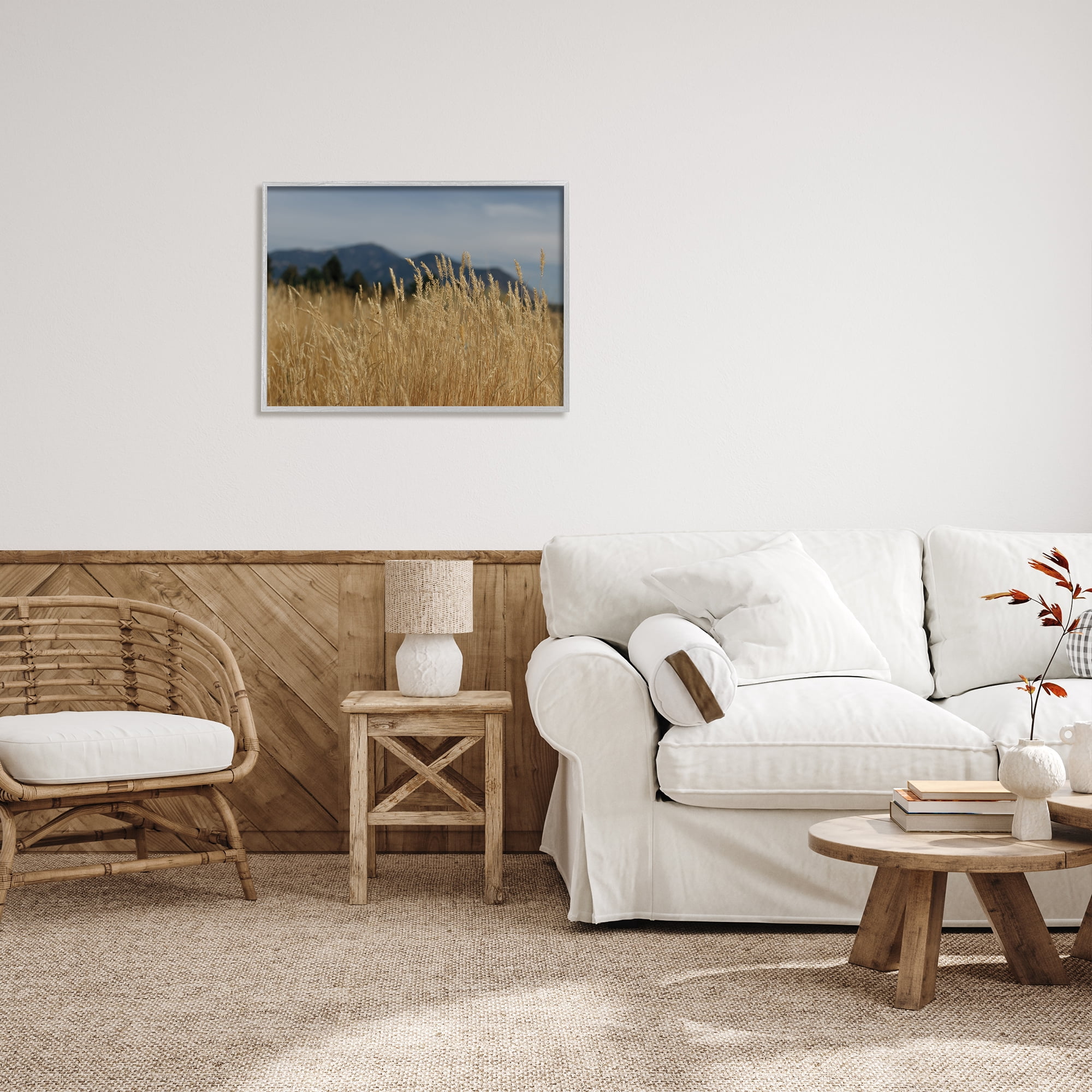 Stupell Industries Wheat Field Landscape Nature Photography Gray Framed Art Print Wall Art, 30 x 24
