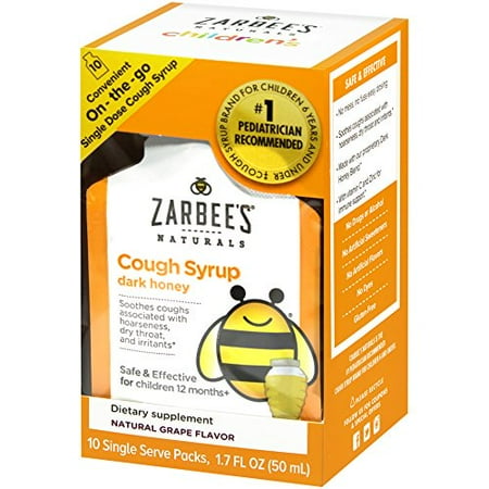 Honey Loquat Syrup Zarbee's Naturals Children's Cough Syrup with Dark Honey, Natural Grape Flavor, 10 Single-Serve On-the-Go Packs ()