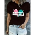 thumbnail image 1 of Camiseta de moda con estampado de corazón de ensueño para mujer, informal, de cuello redondo y manga corta, cómoda camiseta de mezcla de algodón con estampado geométrico, para todas las estaciones, id, 1 of 6