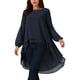 thumbnail image 1 of INSPIRAR CHIC Blusas Asimétricas de Manga Larga con Cuello Redondo para Mujeres, Casual y Elegante, Talla XL, Azul Oscuro, 1 of 5
