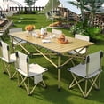 thumbnail image 2 of Portable Foldable Camping Table, 4-6 Person Metal Outdoor Picnic Table with Storage Bag, Adjustable Height, Lightweight, Suitable for Backyard, Beach, Picnics, BBQ, Indoor And Outdoor Use, 2 of 10