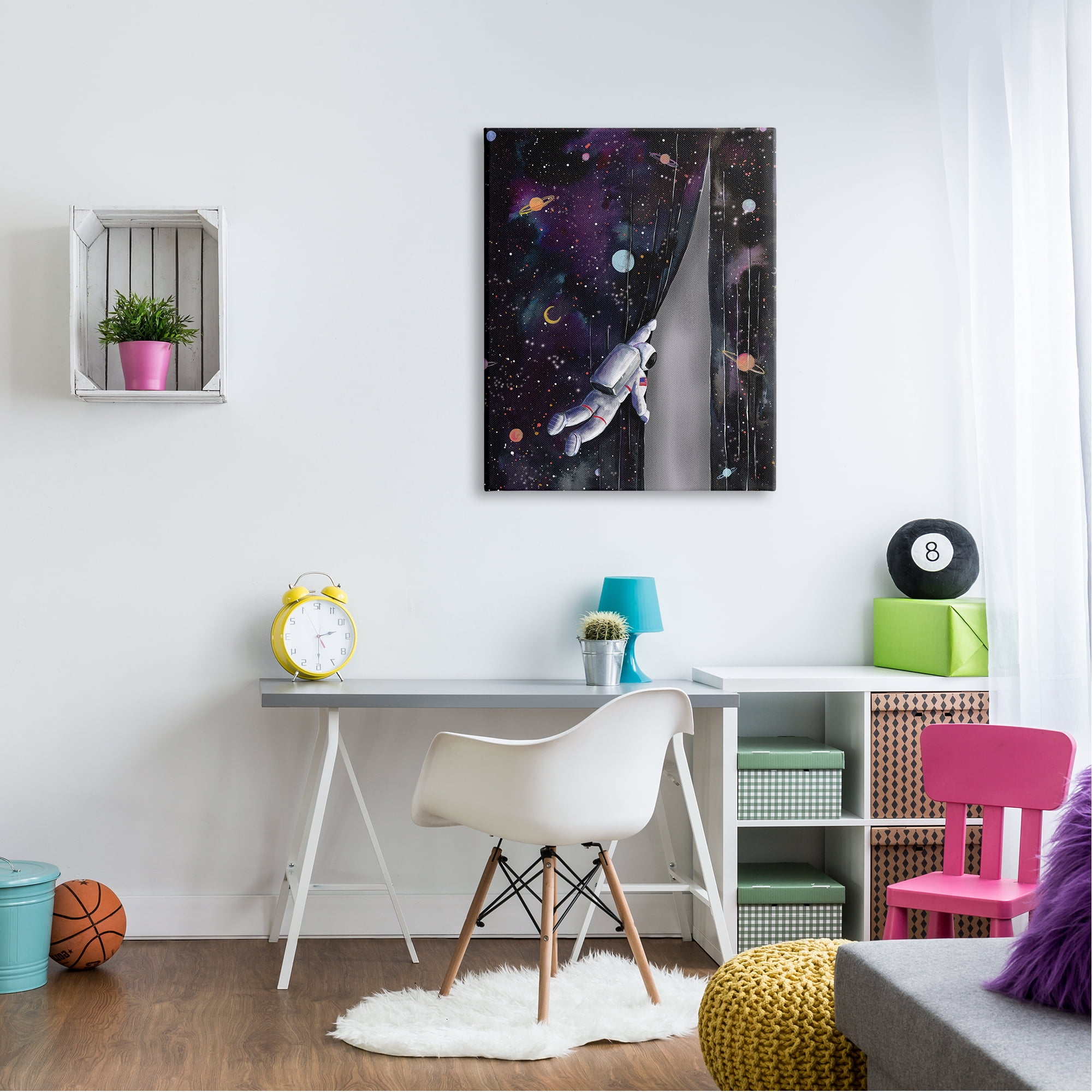 Stupell Industries Astronaut Opening Galaxy Surreal Universe Planets Stars Canvas Wall Art, 30 x 40, Design by Rachel Nieman