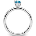 thumbnail image 2 of Sterling Silver Rhodium-Plated Pear Swiss Blue Topaz & White Ring (Size 7) Made In Thailand qr7422bt-7, 2 of 5