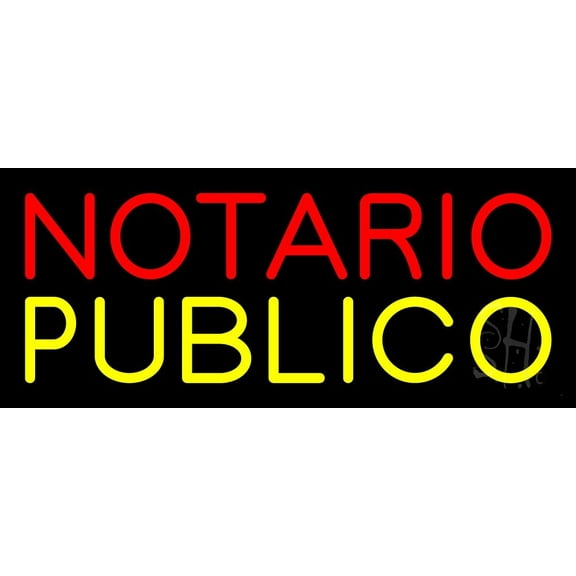 Notario Publico LED Neon Sign 6 x 15 - inches, Black Square Cut Acrylic Backing, with Dimmer - Bright and Premium built indoor LED Neon Sign for Defence Force.