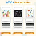 thumbnail image 4 of AILEEKISS 3 in 1 Kids Art Easel Double-Sided Magnetic Whiteboard Chalkboard with Paper Roller, White, 4 of 10