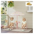 thumbnail image 2 of Kids Picnic Table and Chair Set, Outdoor Activity Table with Foldable Chairs, Removable Umbrella, Pattern Toddler Patio Furniture for Backyard, Garden, Pink, 2 of 9