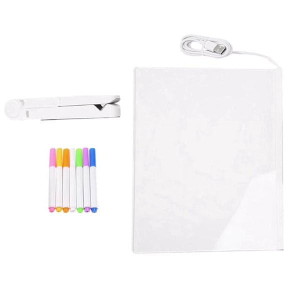 LED Note Board, Glowing Acrylic Message Marker Board with Light, Board Note Illuminated White Board (7.9 x 7.9In)