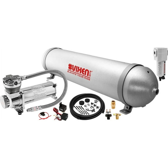 Vixen Air Suspension Kit for Truck/Car Bag/Air Ride/Spring. On Board System- 200psi Compressor, 5 Gallon Aluminum Tank. For Boat Lift,Towing,Lowering,Load Leveling Bags,Train Horn,Semi/RV VXO4850CF