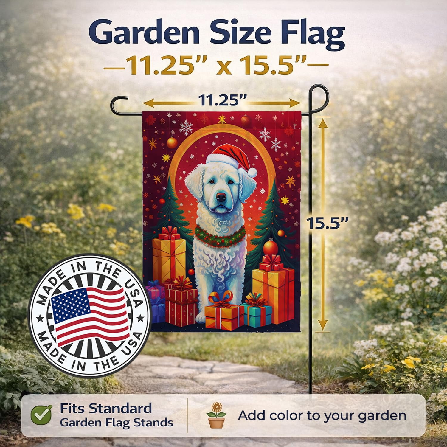 Kuvasz Holiday Christmas Garden Flag 11.25 in x 15.5 in