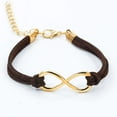 thumbnail image 3 of Women's Leather Cord Bracelet with Symbol 8 Charm Alloy Electroplated Letter Number Text Fashion Jewelry in Red Yellow, 3 of 5