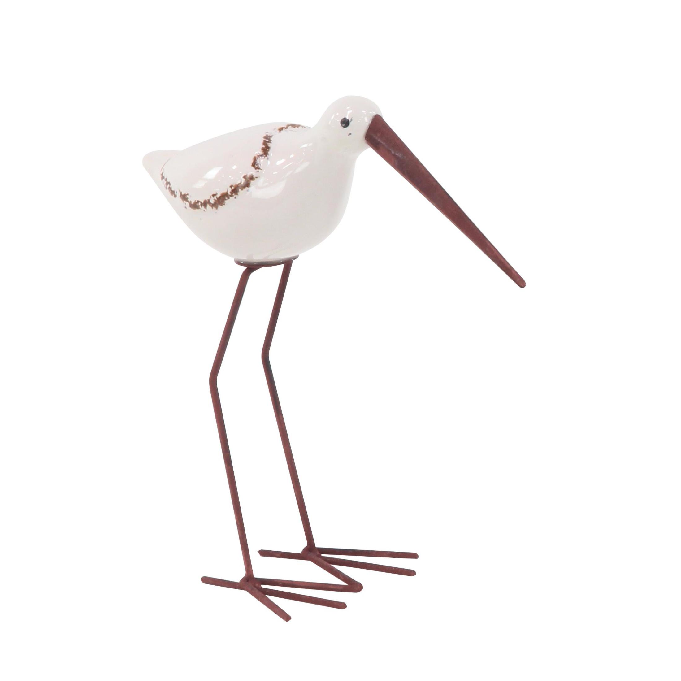 14", 10", 12"H White Ceramic Bird Sculpture, by DecMode (3 Count)