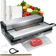 QYANG Food Vacuum Sealer Machine, 95Kpa 350W Powerful Dual Pump and Dual Sealing, Dry and Moist Food Storage, Automatic and Manual Air Sealing System with Built-in Cutter, with Seal Bag External Hose