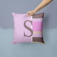 thumbnail image 2 of Carolines Treasures CJ1005-SPW1414 Letter S Initial Monogram - Pink Stripes Decorative   Canvas Fabric Pillow 14Hx14W, 2 of 4