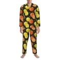 thumbnail image 3 of Naloa Orange Lemon Men’s Pajamas Set - Long Sleeve Button Down Sleep Shirt and Pajama Bottoms Sleepwear Set-Small, 3 of 7