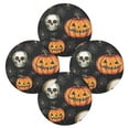 thumbnail image 2 of 15.4" Round Placemat Set of 4 Polyester Fabric Place Mats Non-Slip Dining Kitchen Table Mats for Kitchen Party Decor Hand-drawn Skull and Pumpkin, 2 of 5
