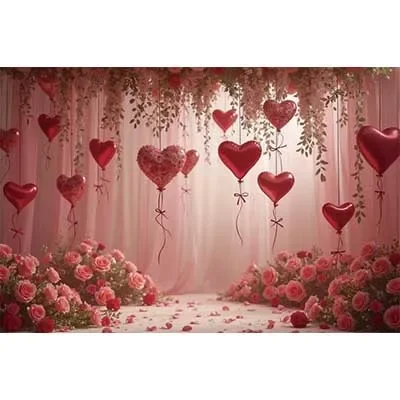 202 Valtines Day Background Photography February 14 Backdrop Draping Fabric Flower Lights Wood Photo Studio Photoz