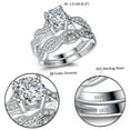 thumbnail image 2 of MABELLA 1.28 Carat TCW Round Cut CZ 925 Sterling Silver Wedding Rings Bridal Set Size 9, 2 of 9