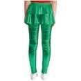 thumbnail image 3 of TiaoBug Filles Enfants Leggings-Jupe Brillants Métallisés à Volants Jupes-Pantalons Jazz Hip-Hop Danse Culottes Performance Tenue de Danse Vert 12, 3 of 7