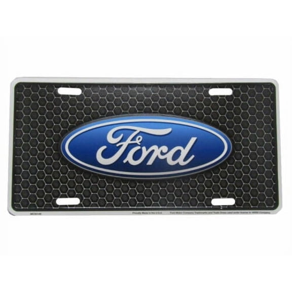 Ford Detailed Black Honeycomb Background 6"x12" Aluminum License Plate Tag