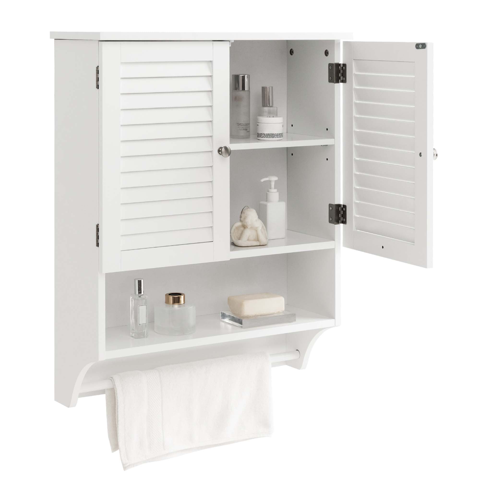 Costway Bathroom Wall Mounted Medicine with Louvered Doors