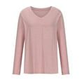 thumbnail image 3 of AherBiu Long Sleeve Tops for Women V Neck Comfy Fitted T Shirts Casual Basic Top Tees with Pocket, 3 of 5