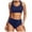 Dark Blue*, variant on Women's Bikini Sets High Waisted Push Up 2 Piece Swimwear 2 Piece Retro Ruched High Waist Casual Holiday Swimsuit