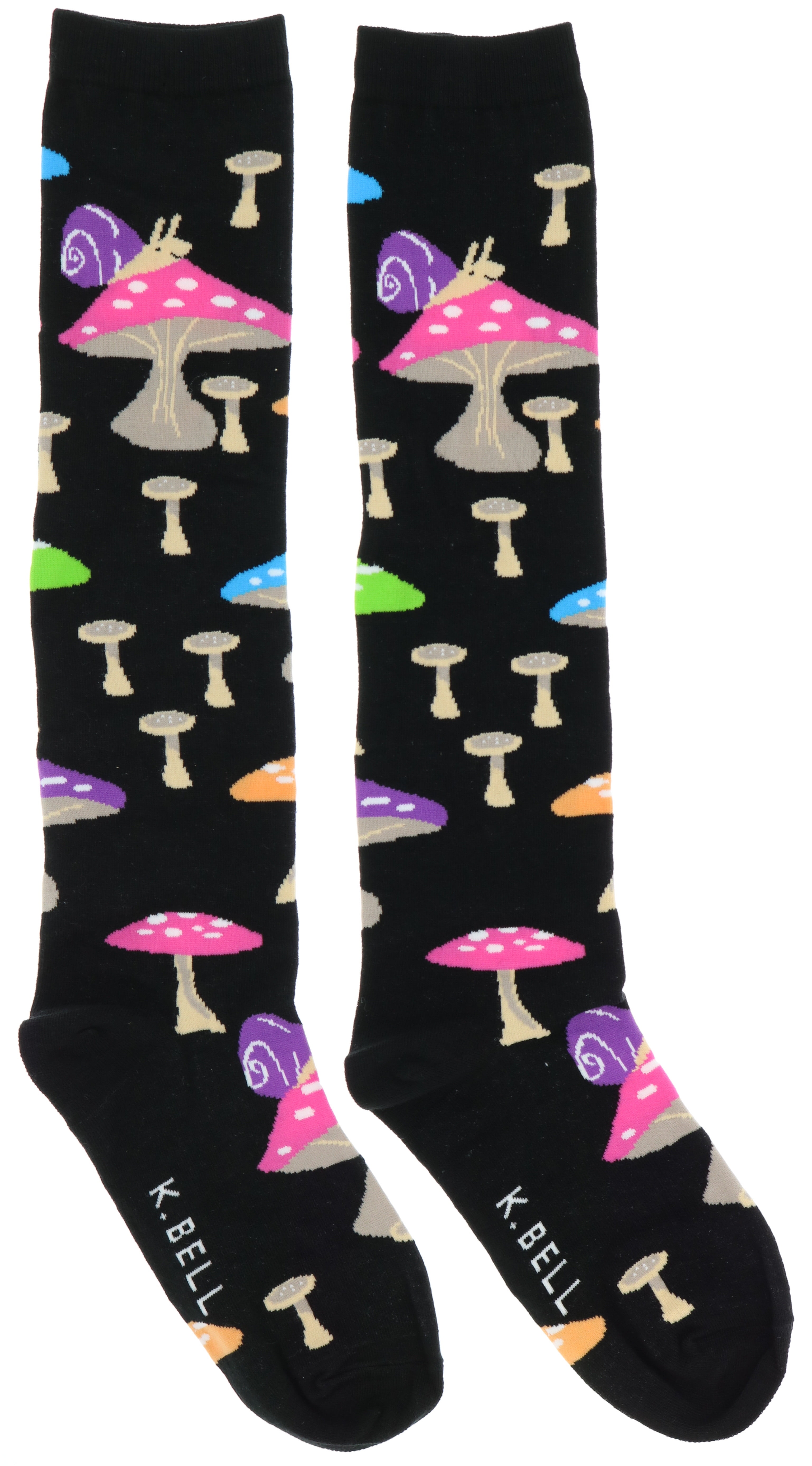 K. Bell Women's Knee Length Cotton Blend Socks - Black Mushroom
